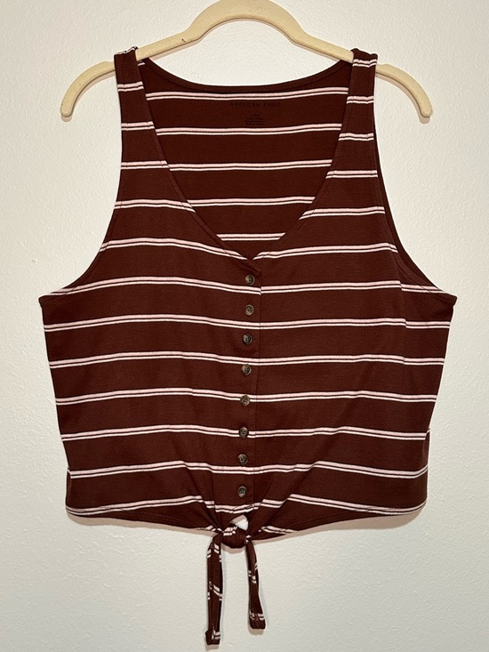 American Eagle Outfitters Tops - American Eagle front tie, button up front sleeveless crop. Size large P2P 20”